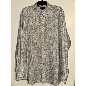 Banana Republic Shirt 18 18.5 XXL Grey White Tailored Slim Fit Career Top Non Ir